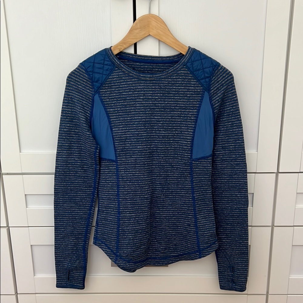 Lululemon Blue Striped Long Sleeve Top